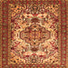 Round Machine Washable Persian Orange Traditional Area Rugs, wshtr2341org