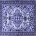 Square Machine Washable Persian Blue Traditional Rug, wshtr2341blu