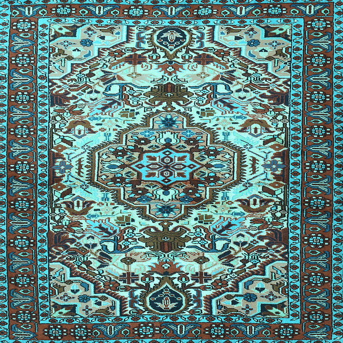 Square Machine Washable Persian Light Blue Traditional Rug, wshtr2341lblu