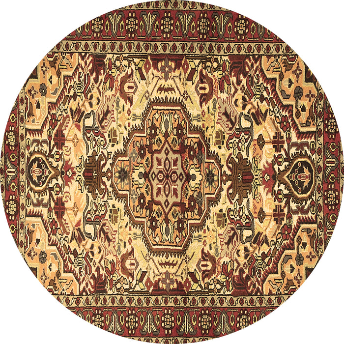 Round Persian Brown Traditional Rug, tr2341brn