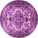 Round Machine Washable Persian Purple Traditional Area Rugs, wshtr2341pur