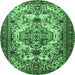 Round Persian Emerald Green Traditional Rug, tr2341emgrn
