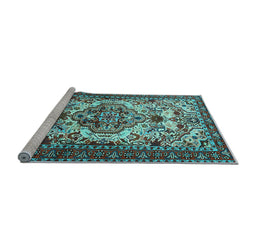 Sideview of Machine Washable Persian Light Blue Traditional Rug, wshtr2341lblu