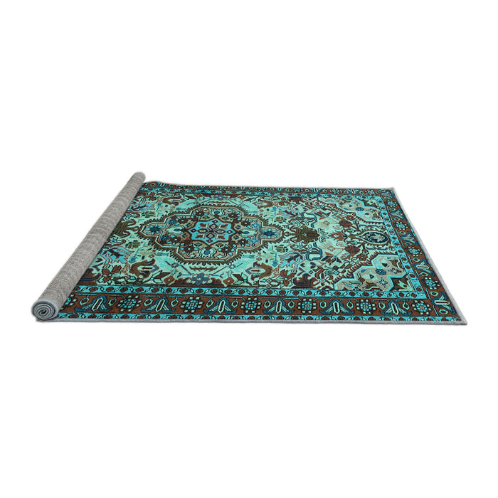 Sideview of Machine Washable Persian Light Blue Traditional Rug, wshtr2341lblu