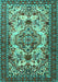 Machine Washable Persian Turquoise Traditional Area Rugs, wshtr2341turq