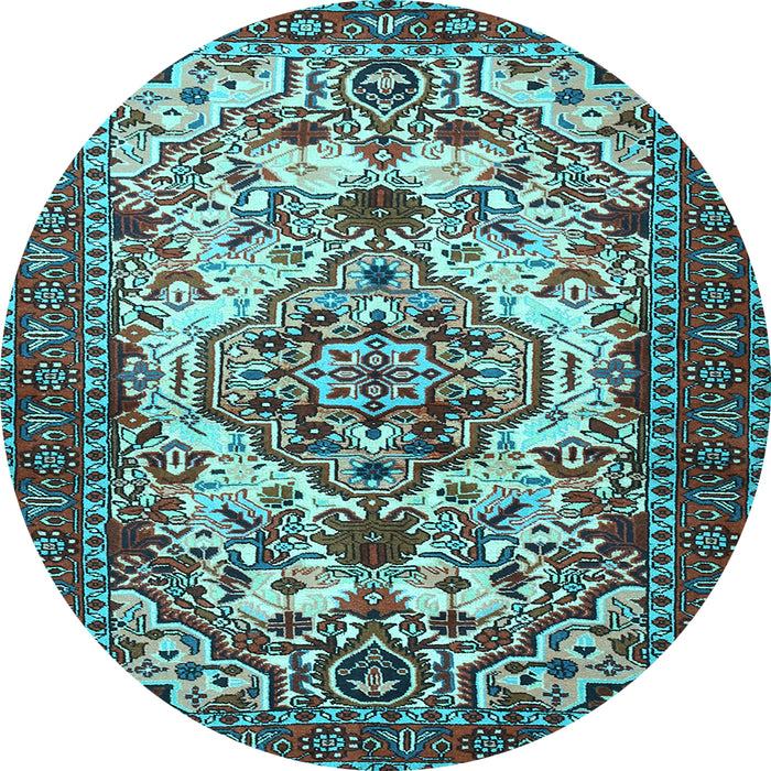 Round Persian Light Blue Traditional Rug, tr2341lblu