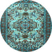 Round Persian Light Blue Traditional Rug, tr2341lblu