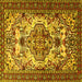 Square Persian Yellow Traditional Rug, tr2341yw
