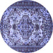 Round Machine Washable Persian Blue Traditional Rug, wshtr2341blu