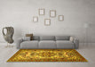 Machine Washable Persian Yellow Traditional Rug in a Living Room, wshtr2341yw