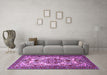 Machine Washable Persian Purple Traditional Area Rugs in a Living Room, wshtr2341pur