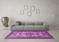 Machine Washable Persian Purple Traditional Rug, wshtr2341pur