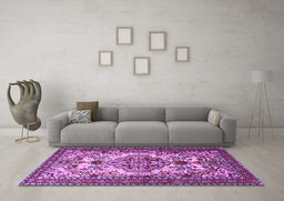 Machine Washable Persian Purple Traditional Area Rugs in a Living Room, wshtr2341pur