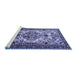 Sideview of Machine Washable Persian Blue Traditional Rug, wshtr2341blu