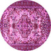 Round Machine Washable Persian Pink Traditional Rug, wshtr2341pnk