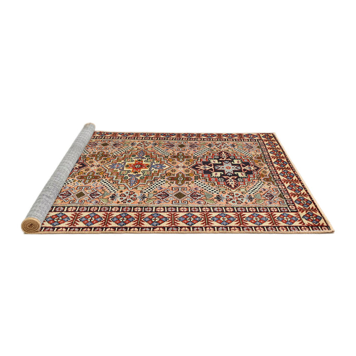 Sideview of Machine Washable Traditional Saffron Red Rug, wshtr2342