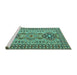 Sideview of Machine Washable Persian Turquoise Traditional Area Rugs, wshtr2342turq