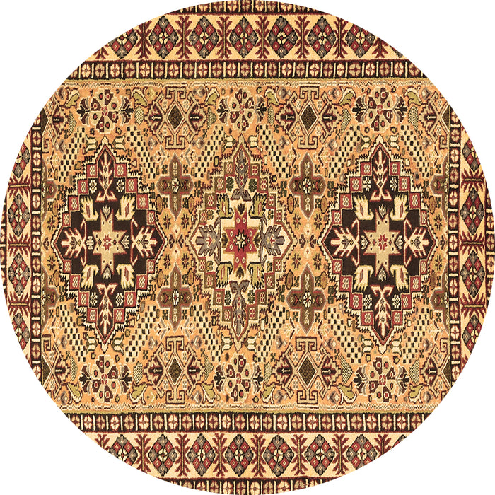 Round Persian Brown Traditional Rug, tr2342brn