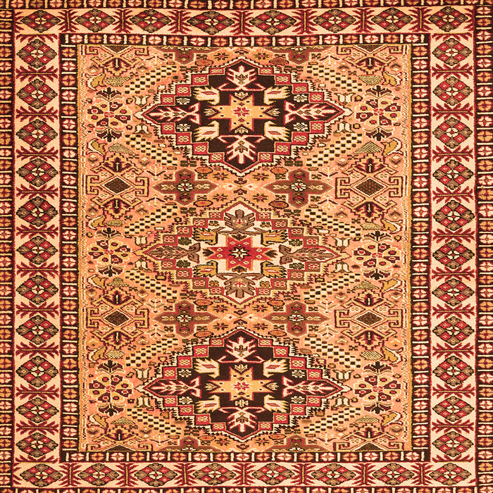 Round Machine Washable Persian Orange Traditional Area Rugs, wshtr2342org