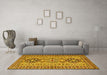 Machine Washable Persian Yellow Traditional Rug in a Living Room, wshtr2342yw