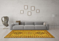 Machine Washable Persian Yellow Traditional Rug, wshtr2342yw