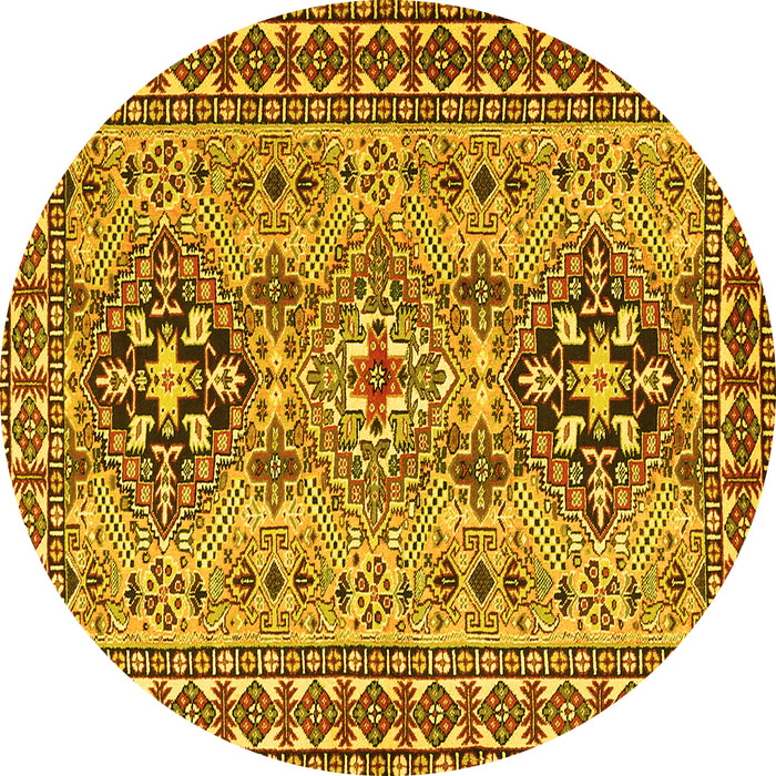 Round Persian Yellow Traditional Rug, tr2342yw