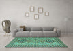 Machine Washable Persian Turquoise Traditional Area Rugs in a Living Room,, wshtr2342turq