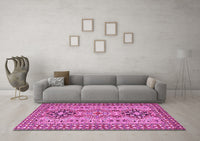 Machine Washable Persian Pink Traditional Rug, wshtr2342pnk