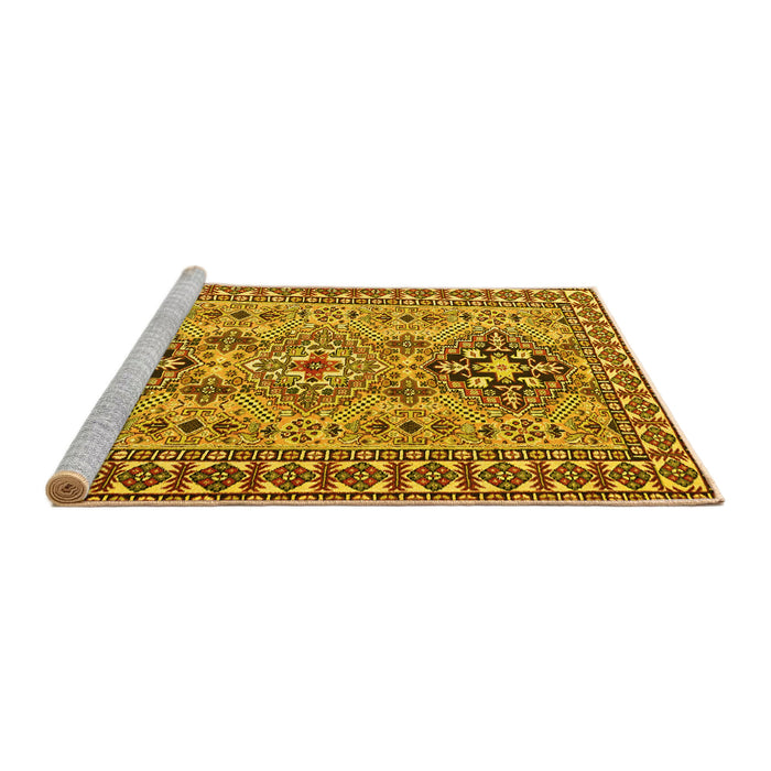 Sideview of Machine Washable Persian Yellow Traditional Rug, wshtr2342yw