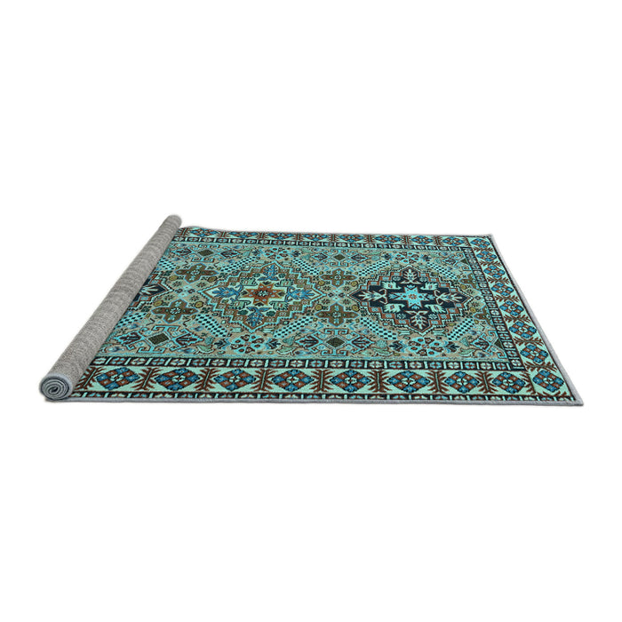Sideview of Machine Washable Persian Light Blue Traditional Rug, wshtr2342lblu