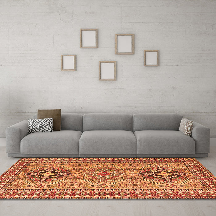 Machine Washable Persian Orange Traditional Area Rugs in a Living Room, wshtr2342org