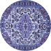 Round Machine Washable Persian Blue Traditional Rug, wshtr2343blu