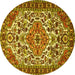 Round Machine Washable Persian Yellow Traditional Rug, wshtr2343yw