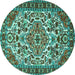 Round Persian Turquoise Traditional Rug, tr2343turq