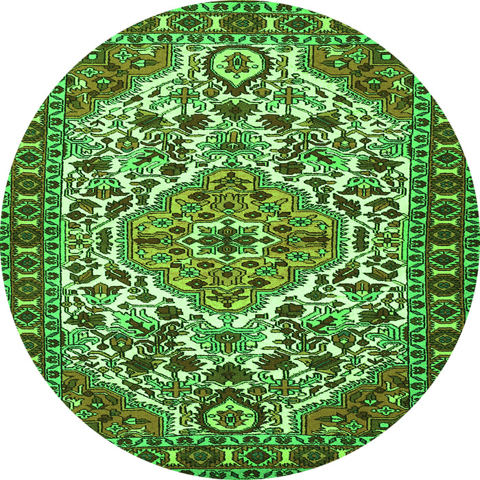 Square Persian Green Traditional Rug, tr2343grn