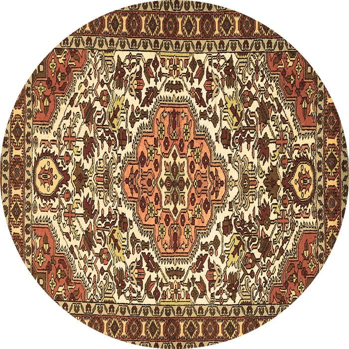 Round Machine Washable Persian Brown Traditional Rug, wshtr2343brn