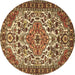 Round Machine Washable Persian Brown Traditional Rug, wshtr2343brn