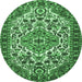 Round Machine Washable Persian Emerald Green Traditional Area Rugs, wshtr2343emgrn