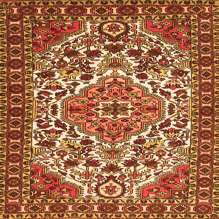 Round Machine Washable Persian Orange Traditional Area Rugs, wshtr2343org
