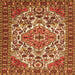 Round Machine Washable Persian Orange Traditional Area Rugs, wshtr2343org