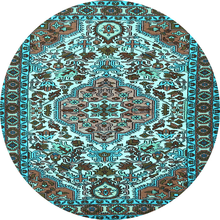 Round Persian Light Blue Traditional Rug, tr2343lblu