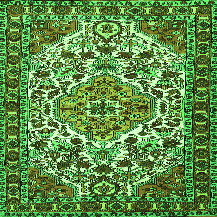 Round Machine Washable Persian Green Traditional Area Rugs, wshtr2343grn