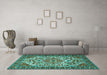 Machine Washable Persian Turquoise Traditional Area Rugs in a Living Room,, wshtr2343turq