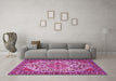 Machine Washable Persian Pink Traditional Rug in a Living Room, wshtr2343pnk