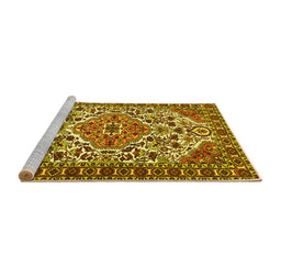 Sideview of Machine Washable Persian Yellow Traditional Rug, wshtr2343yw