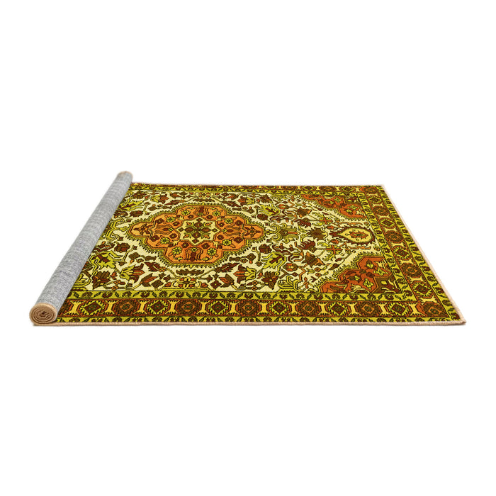 Sideview of Machine Washable Persian Yellow Traditional Rug, wshtr2343yw