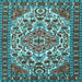 Square Machine Washable Persian Light Blue Traditional Rug, wshtr2343lblu