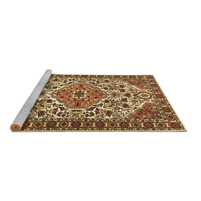Sideview of Machine Washable Persian Brown Traditional Rug, wshtr2343brn