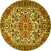 Round Persian Yellow Traditional Rug, tr2343yw