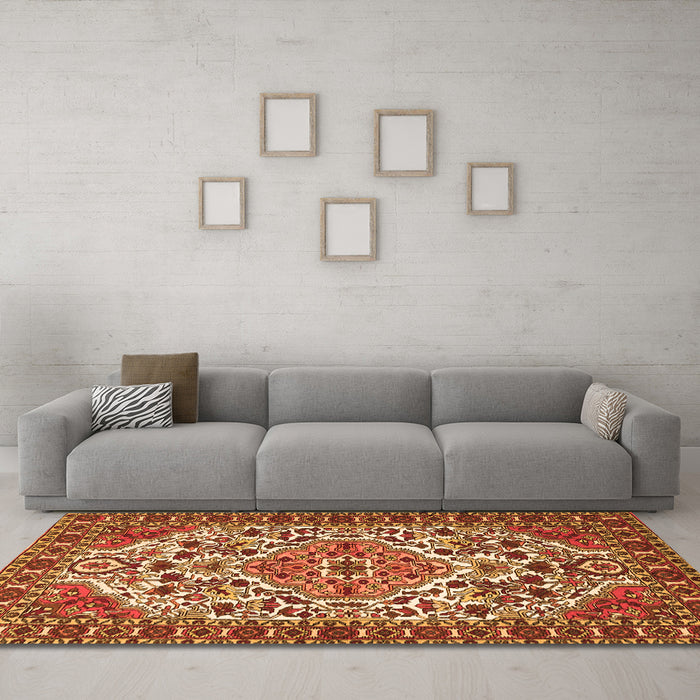 Machine Washable Persian Orange Traditional Area Rugs in a Living Room, wshtr2343org